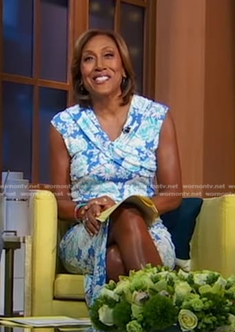 Robin's blue floral v-neck dress on Good Morning America