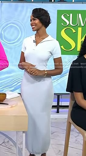 Sabrina Elba's blue knit polo dress on Today