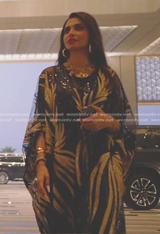 Sara's sequined kaftan on The Real Housewives of Dubai