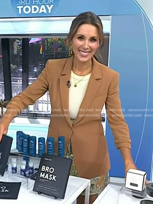 Sarah Eggenberger's brown ruched sleeve blazer on Today
