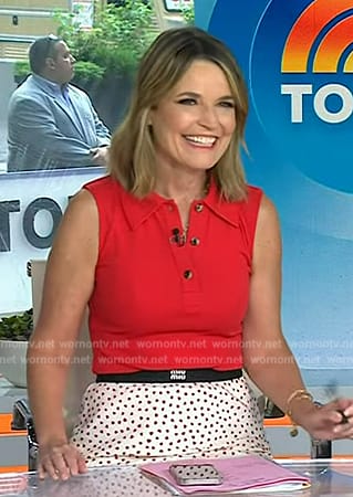 Savanah's red polo top and skirt on Today
