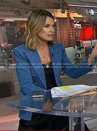Savannah's blue blazer and black midi dress on Today