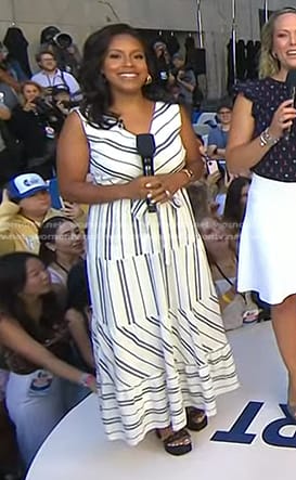 Sheinelle's white striped sleeveless dress on Today
