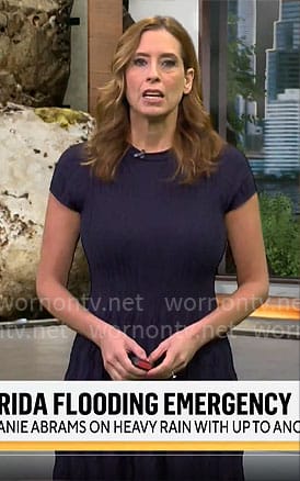 Stephanie Abrams' navy textured knit dress on CBS Mornings