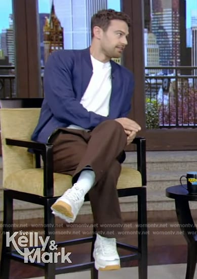Theo James's sneakers on Live with Kelly and Mark