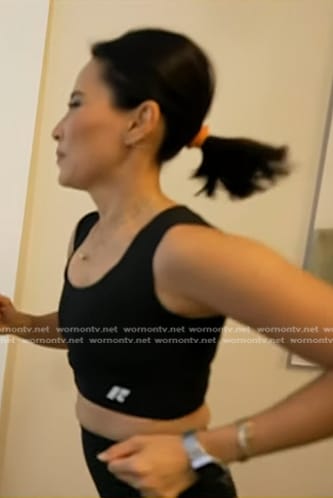 Vicky's black cropped top and biker shorts on Today