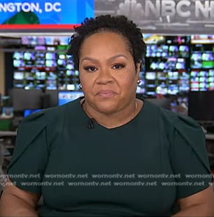 Yamiche Alcindor's green puff sleeve dress on NBC News Daily