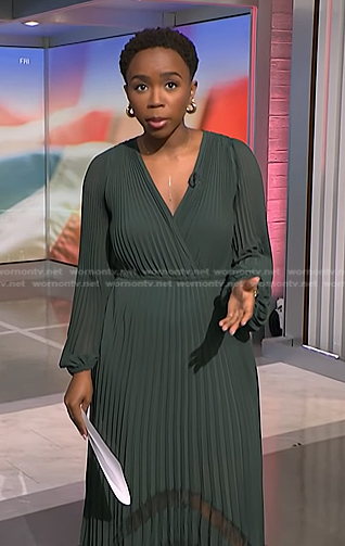 Zinhle's green pleated handkerchief hem dress on NBC News Daily