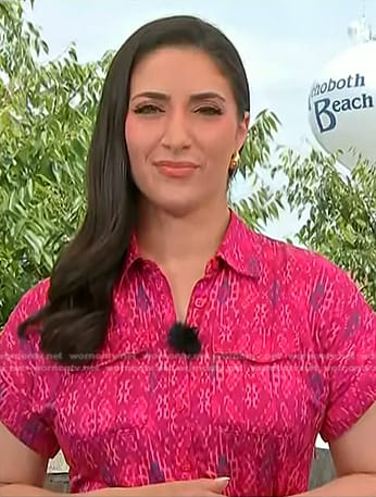Allie Raffa's pink printed shirtdress on NBC News Daily