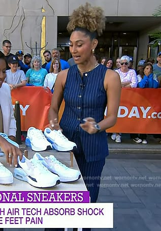 Ally Love's denim pinstripe vest and pants on Today