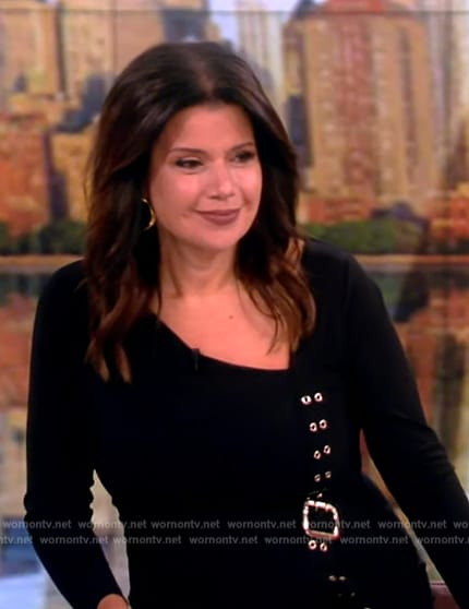 Ana's black belted dress on The View
