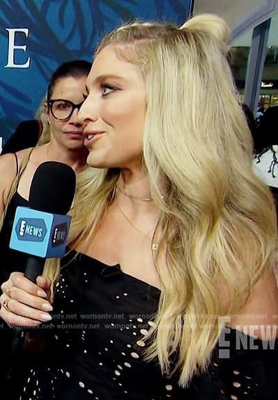 Ashley Bellman's black eyelet mini dress on E! News
