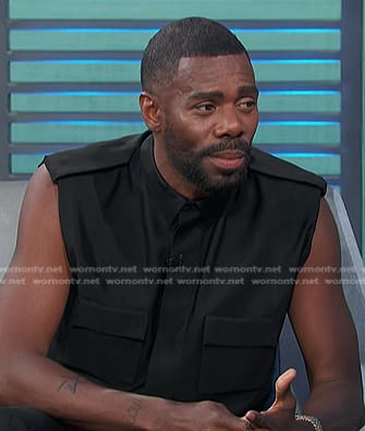 Colman Domingo's black flap pocket shirt on Access Hollywood