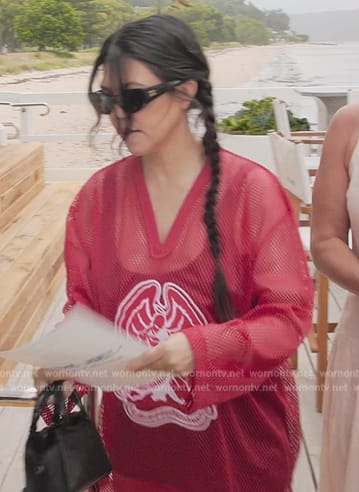 Kourtney's red mesh embroidered jersey on The Kardashians