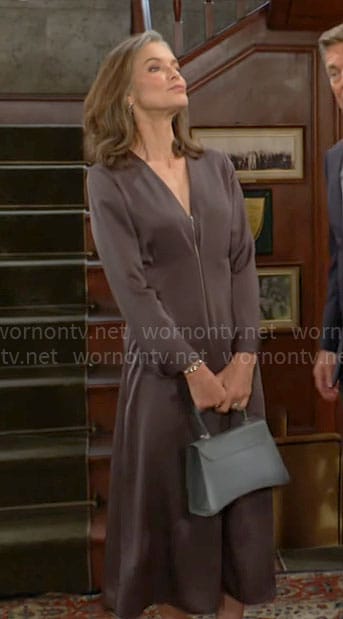 Diane's grey zip front midi dress on The Young and the Restless