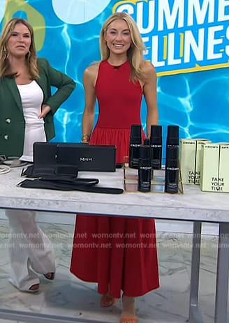 Dria Murphy's red mixed media sleeveless dress on Today