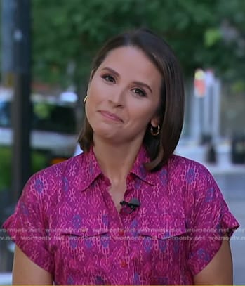 Elizabeth's pink printed dress on Good Morning America