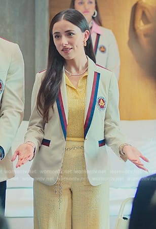 Emilia's yellow studded shirt on Elite