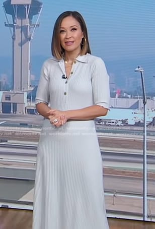Eva's grey ribbed polo dress on Good Morning America