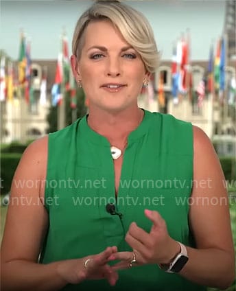 Jamie Yuccas'green sleeveless top on CBS Mornings