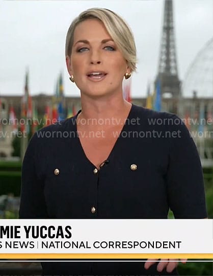 Jamie Yuccas' navy cardigan on CBS Mornings
