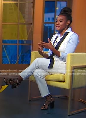 Janai's black studded heel sandals on Good Morning America
