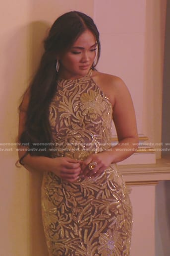 Jenn's gold beaded embellished gown on The Bachelorette