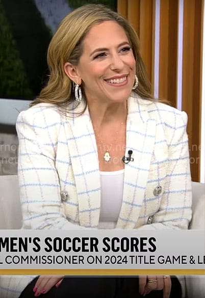 Jessica Berman's checked blazer on CBS Mornings