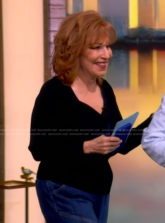 Joy's black twist front sweater on The View