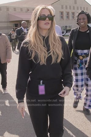 Khloe's black hoodie and sunglasses on The Kardashians