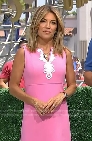 Kit's pink embroidered dress on Access Hollywood
