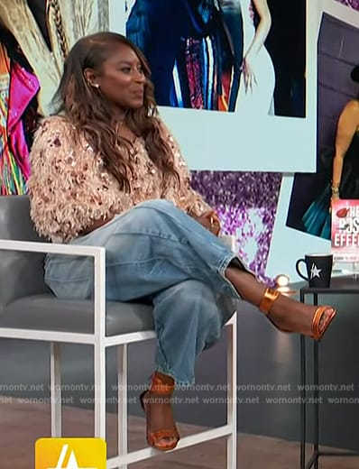 KJ Rose's pink embellished top on Access Hollywood