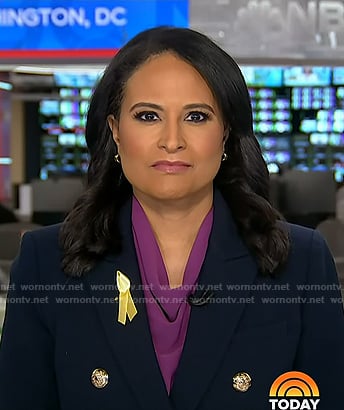 Kristen's navy double breasted blazer on Today