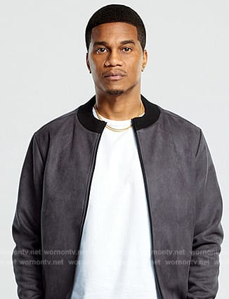 Marcus's gray suede bomber jacket on All American Homecoming