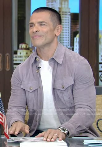 Mark's purple suede jacket on Live with Kelly and Mark