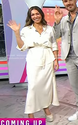 Melissa Garcia's white satin shirt and skirt on Today