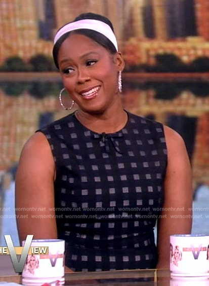 Moses Ingram's black check print mini dress on The View