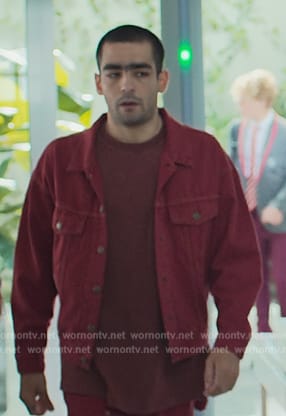 Omar's maroon denim jacket on Elite
