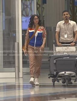 Sara's GG print colorblock track jacket and pants on The Real Housewives of Dubai