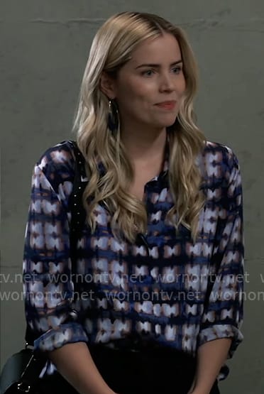 Sasha's tie dye print button down shirt on General Hospital