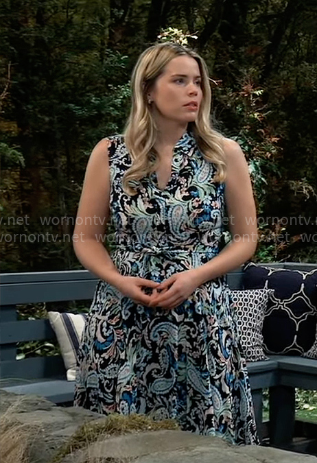 Sasha's paisley print shirtdress on General Hospital