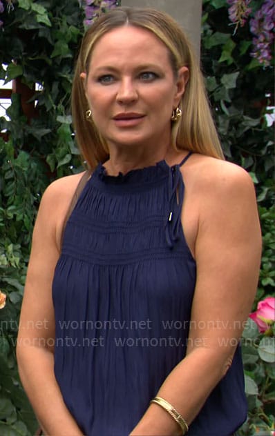 Sharon's navy tank top on The Young and the Restless