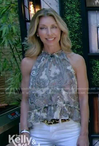 Shereen Pavlides's paisley print top on Live with Kelly and Mark