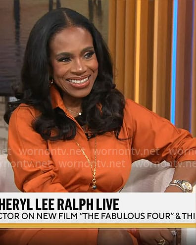 Sheryl Lee Ralph's orange shirtdress on CBS Mornings