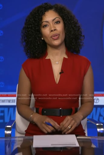 Shirleen's red belted v-neck dress on Good Morning America