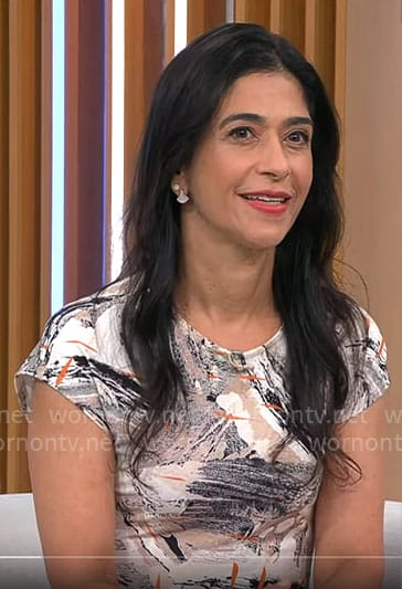 Taraneh Shirazian's brushstroke print dress on CBS Mornings