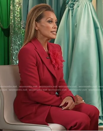 Vanessa Williams's pink floral applique blazer and pants on Good Morning America