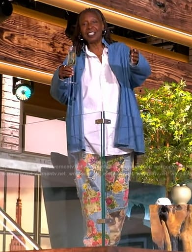 Whoopi's blue floral print pants on The View