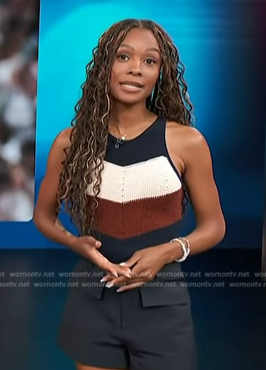 Zuri's chevron knit tank and shorts on Access Hollywood