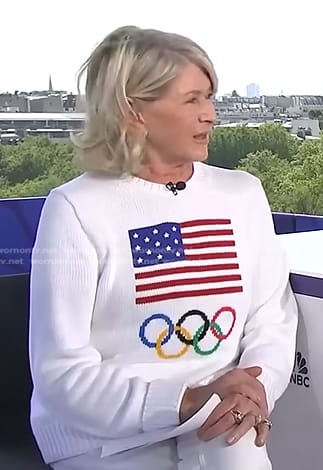 Martha Stewart's white american flag knit sweater on NBC News